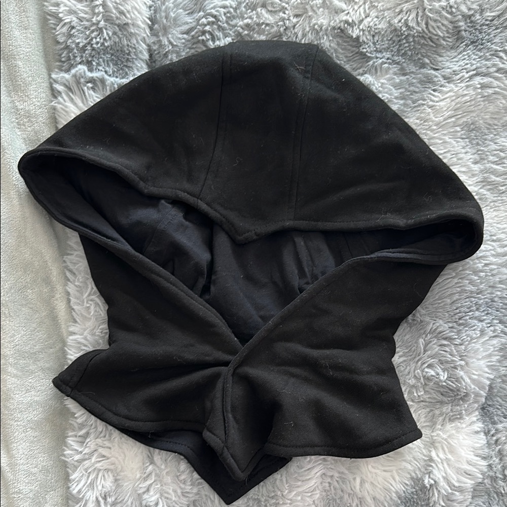 Black Hooded Assassin Ninja Hat Widows Peak Stand Alone Hood